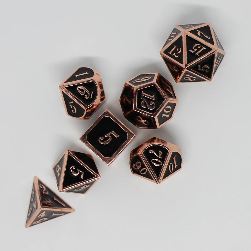 Металлические игральные кости черного цвета 7 шт./компл. d4 d6 d8 d10 d % d12 d20 для игр в