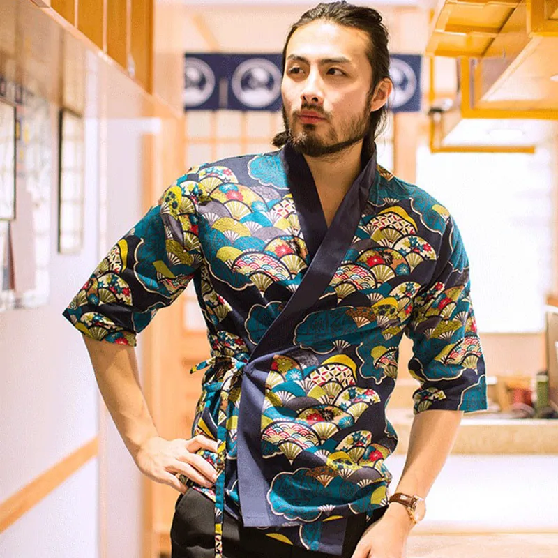 Японский шеф повар Куртка поварская одежда унисекс Для женщин мужчин Кухня