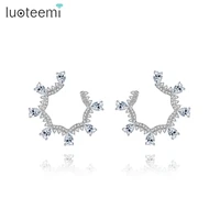 luoteemi chic big round stud earring for women korean fashion pendientes mujer with multiple clear cz girl party jewelr gifts