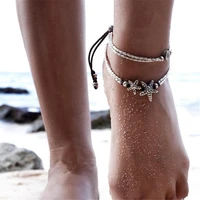 bohemian fashion personality double starfish anklets for women summer beach anklet chain foot jewelry