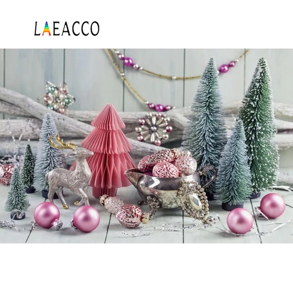 Laeacco фотофоны Рождественская елка Серебряный олень шар Деревянный ребенок
