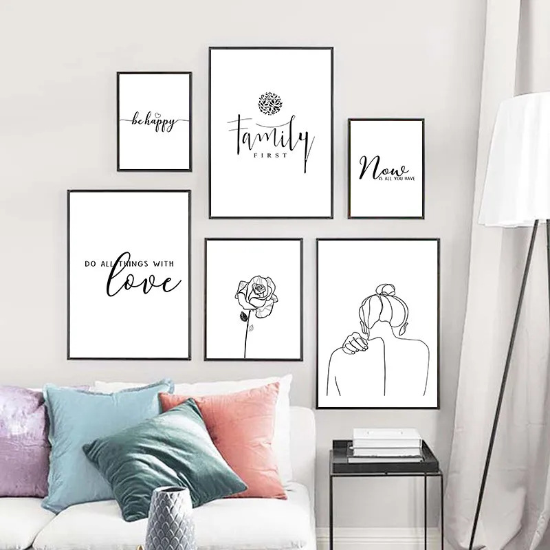 Современный минималистичный настенный художественный холст постер с черно