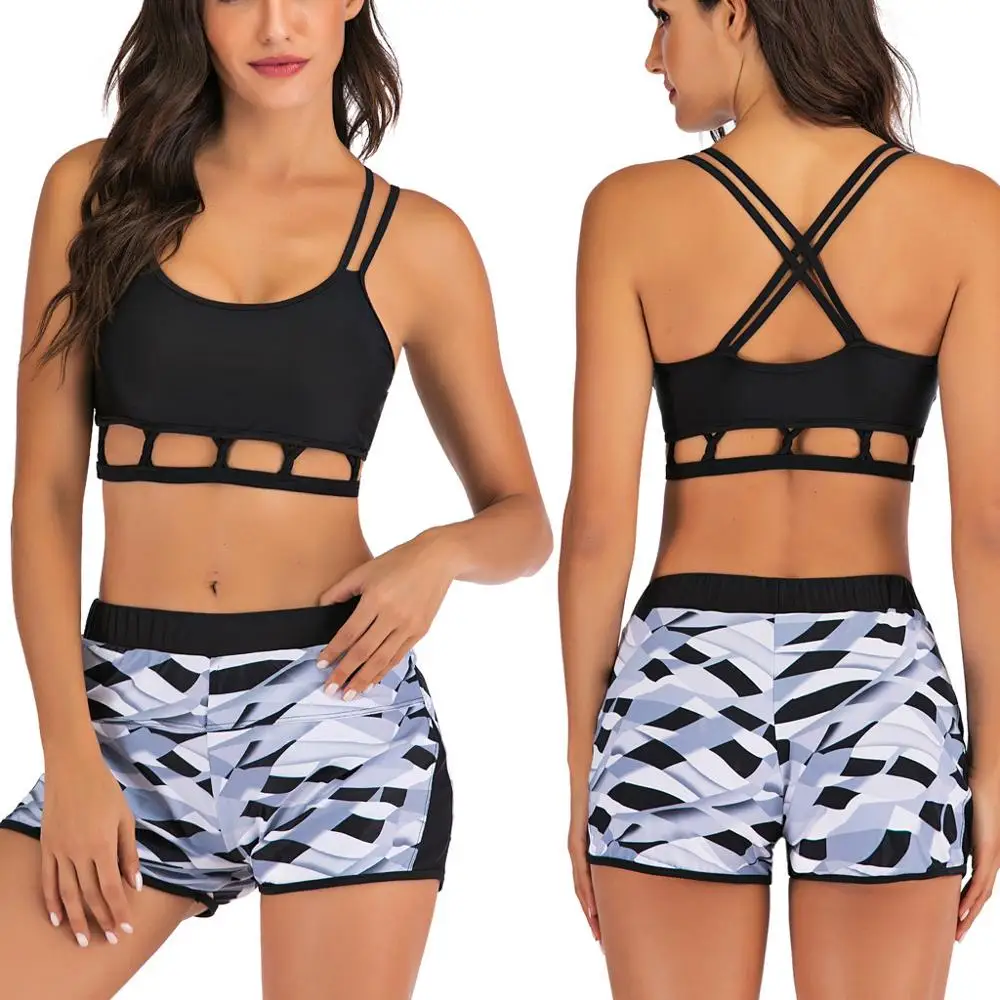 Женский комплект из двух предметов женский топ с оборками и бикини высокой