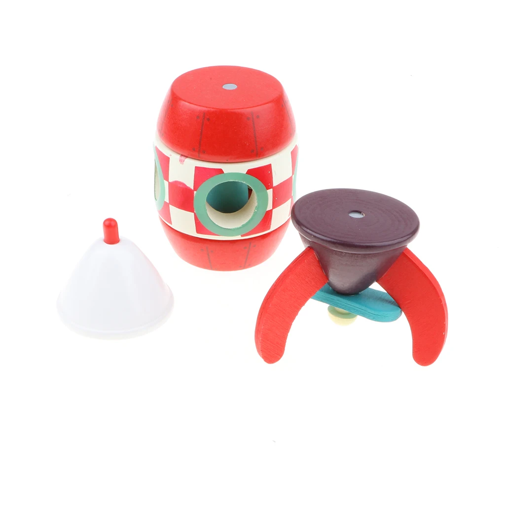 

Wooden DIY Assembled Magnetic Toy for Kids - Vintage Rocket with