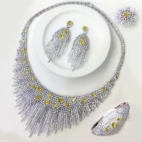 godki 4pcs luxury spike jewelry sets african for women wedding cubic zirconia lariat neckalce sets dubai bridal jewelry 2020
