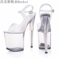 rncksi 20cm high heel platform women sandals new sexy nightclub party woman high heels slides summer pole dance crystal shoes