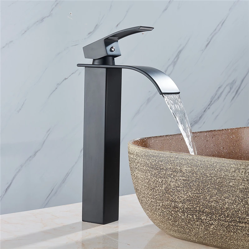 Black Tall Style 1/2 Inch Brass Modern Bathroom Basin Faucet Spout Hot &amp Cold Water Mixer Tap Single Handle | Обустройство дома