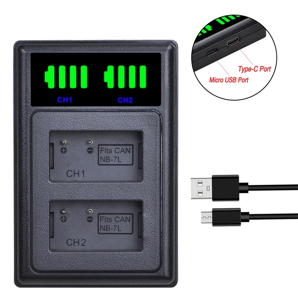 3 шт. NB 7L NB7L 1800mAh батареи + светодиодный USB двойное зарядное устройство с портом