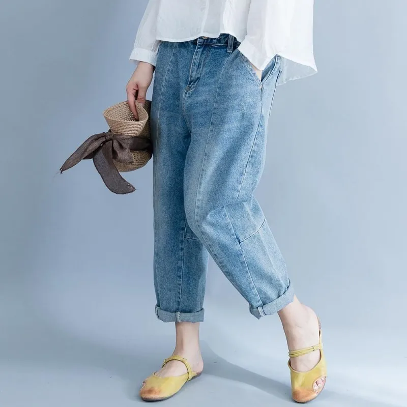 Женские джинсы-шаровары повседневные свободные винтажные Хлопковые Штаны