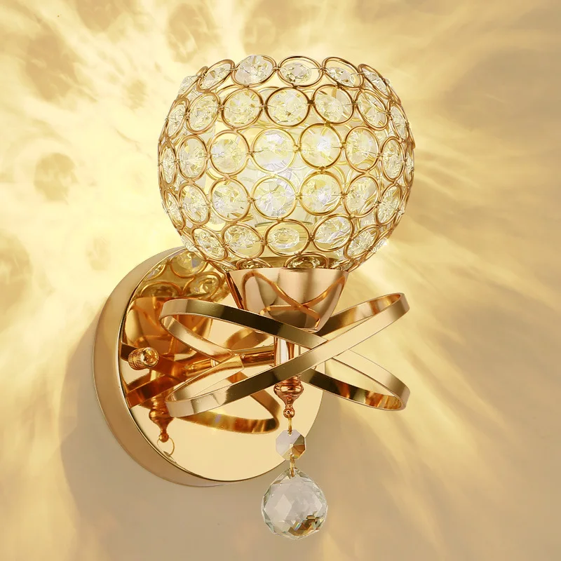 

Creative Bedside Crystal Wall Light Morden Corridor LivingRoom Decoration Light Bedroom Crystal Lamp Household Led Wall Lamp E27