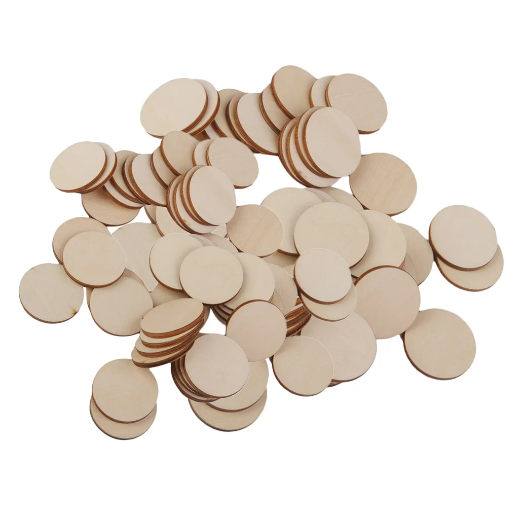 80x пустые простые круглые отрезные деревянные ломтики диски художественные