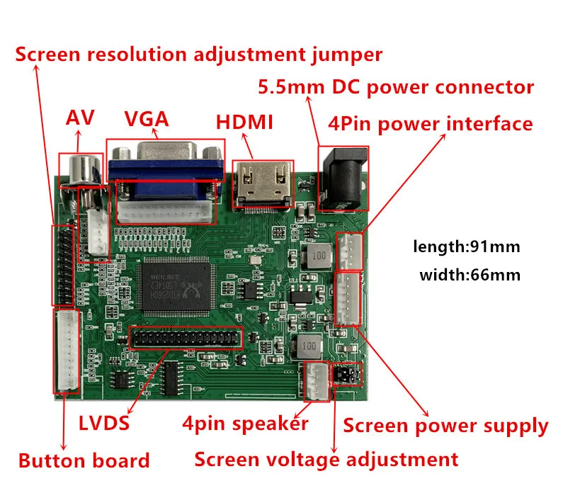 14-дюймовый ЖК-экран монитор контрольная плата драйвера 2AV VGA HDMI-совместим с
