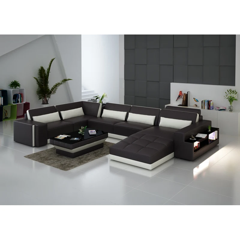 Простой дизайн конкурентоспособная цена мебель для гостиной угловой кожаный