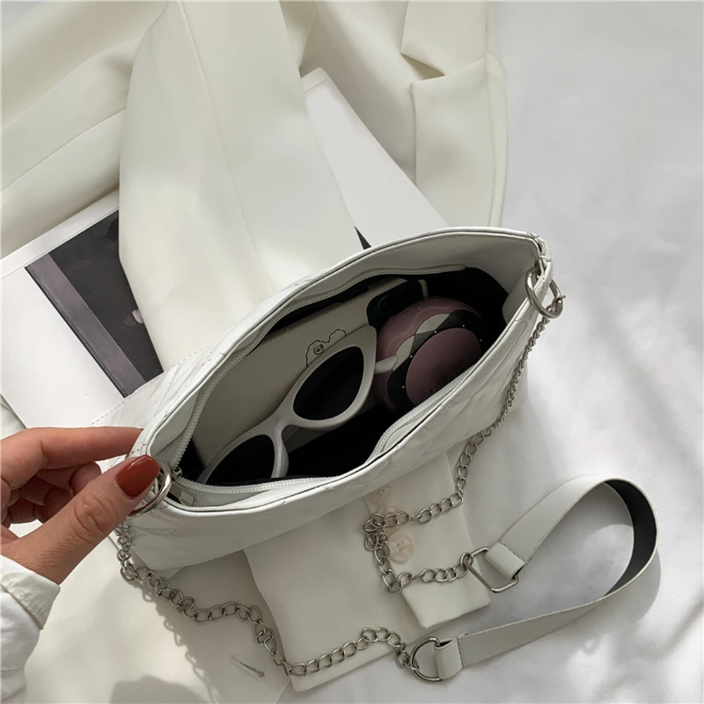 

Fashion Women PU Leather Pure Color Chain Shoulder Messenger Crossbody Bag Ladies Vintage Zipper Hobos Bags