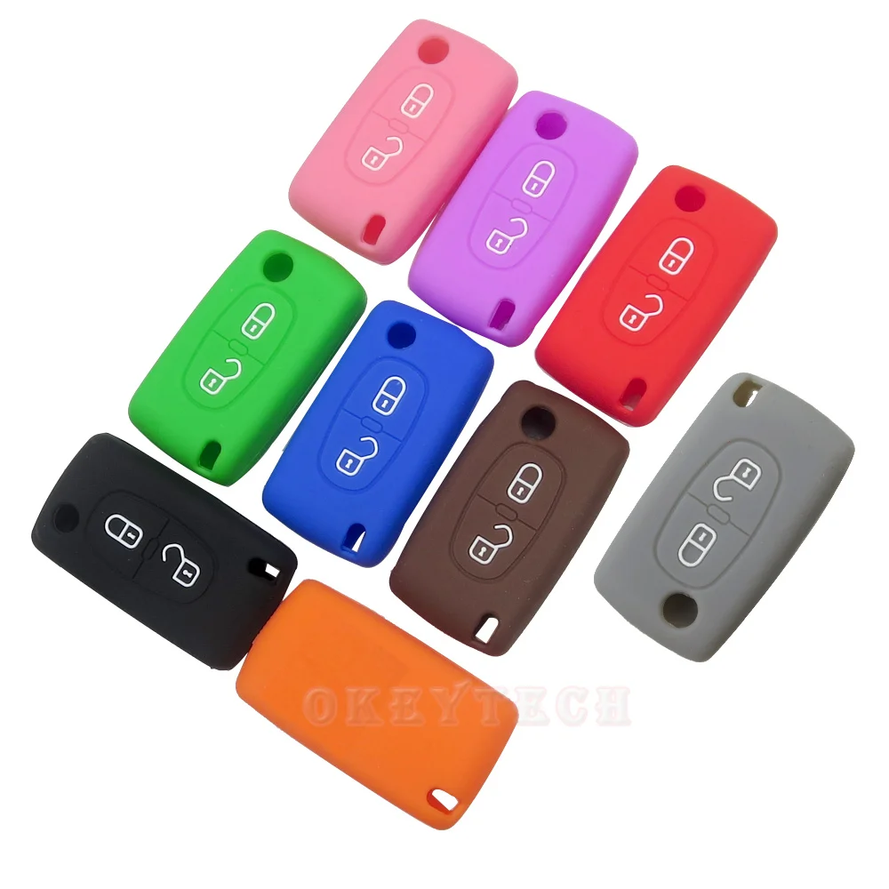 Чехол для дистанционного ключа от машины OkeyTech с 2 кнопками Peugeot 206 207 307 308 407 408 Citroen C2