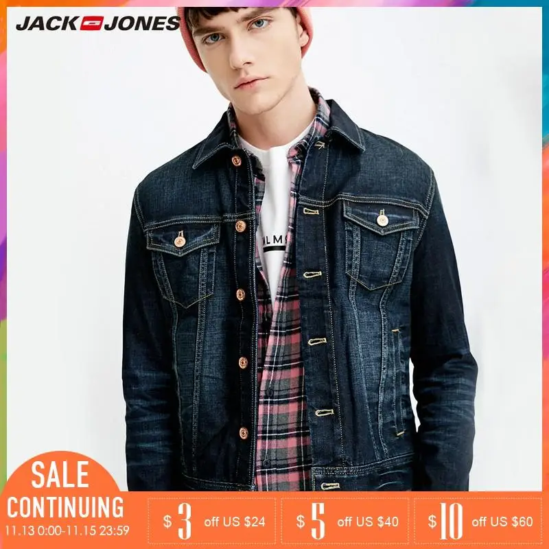 Джек Джонс весна осень джинсовая куртка пальто Джинсовая мужчины | 218157504 Мужская