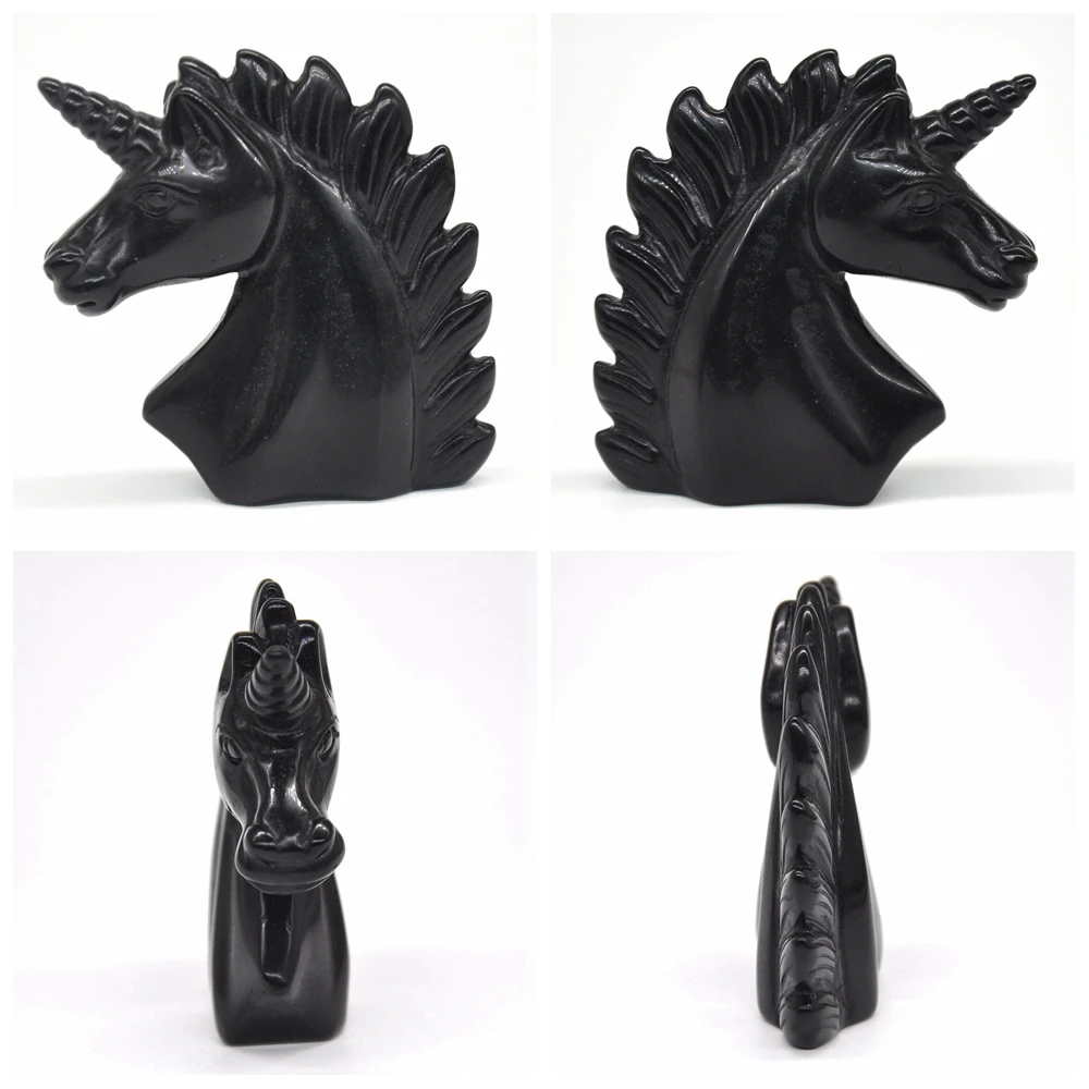 Единорог статуя натуральные камни резные украшения дома исцеления Хрустальная