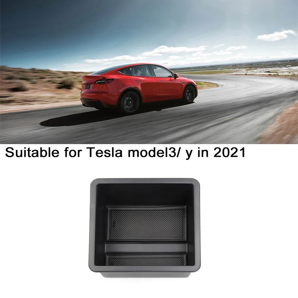 

Storage Box Tray TPE Style And Flocking Style Black Strong Durable Lightweight For Tesla Armrest Box Tray/Organizer- Model 3/Y