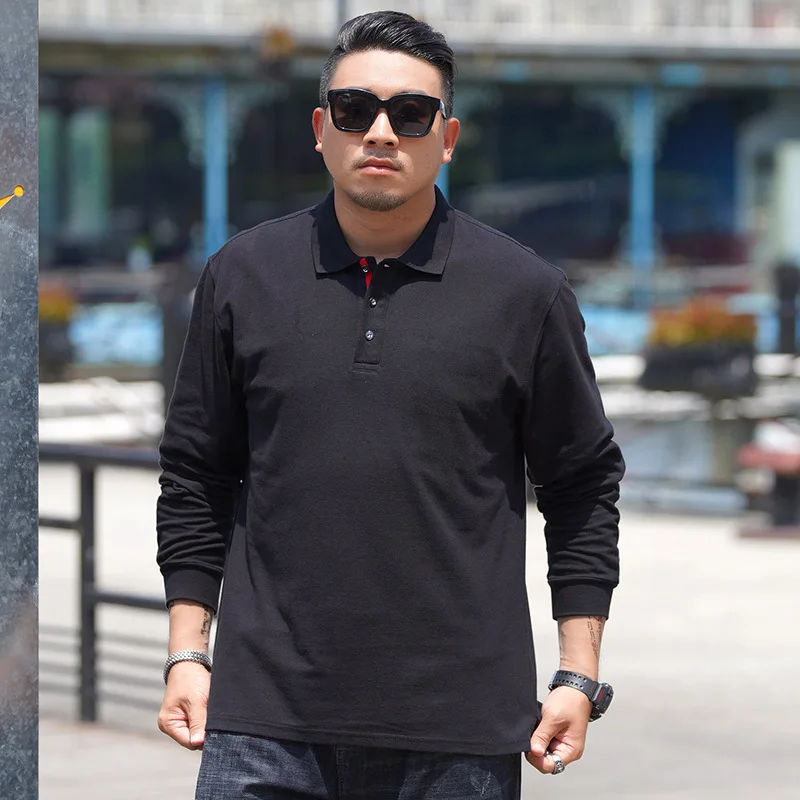 

Футболка мужская с длинными рукавами, деловой Повседневный Свободный Топ с лацканами, большие размеры, весна-осень