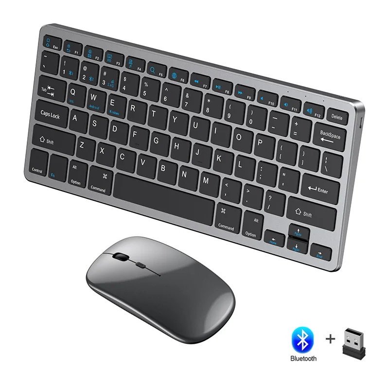 

Bluetooth + 2,4 ГГц, трехрежимная беспроводная клавиатура и мышь, комплект с перезаряжаемой клавиатурой и мышью для Mac, iPad, Windows, ПК, Android