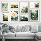 Подсолнух горное озеро цветок Одуванчик настенная живопись холст скандинавские постеры и принты настенные картины для декора гостиной