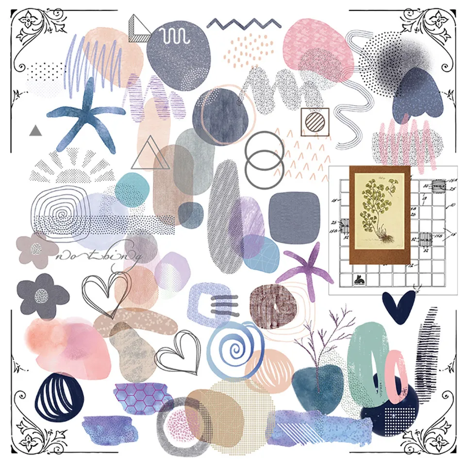Cold and Warm Geometry Paper Stickers Kits Die Cut For DIY Scrapbooking Junk Journal TN Planner Photo Album Sticker Card Making