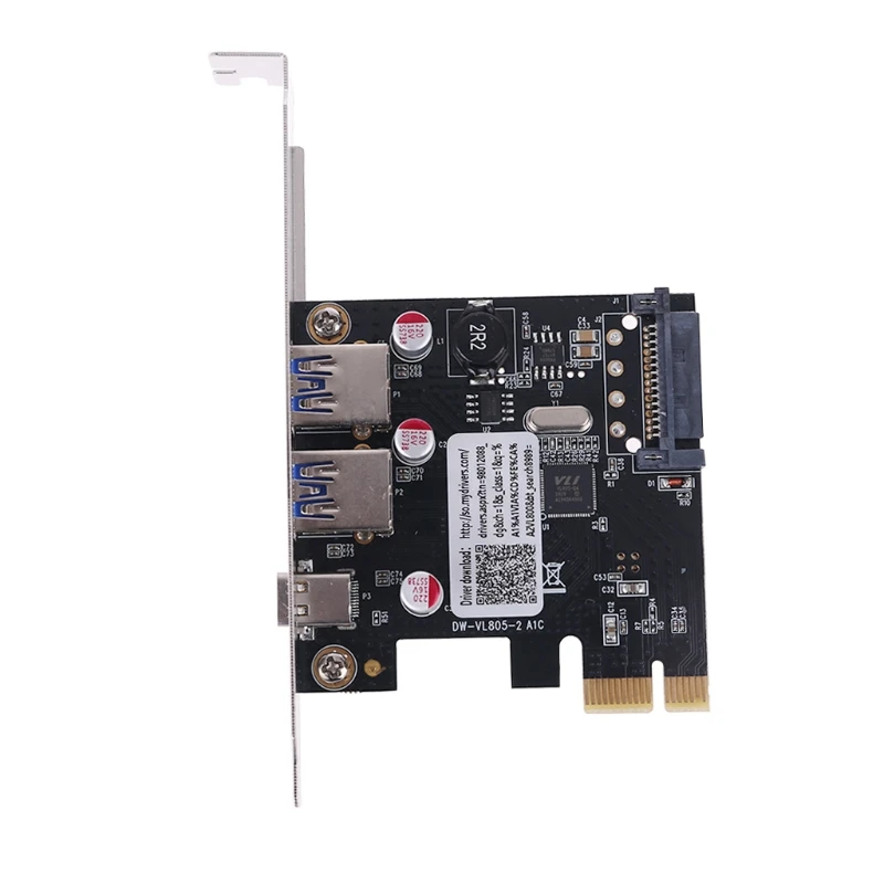 

PCIE PCI Express to USB 3.1 Type-C 2 Port USB 3.0 Type-A Riser Expansion Card K3KE