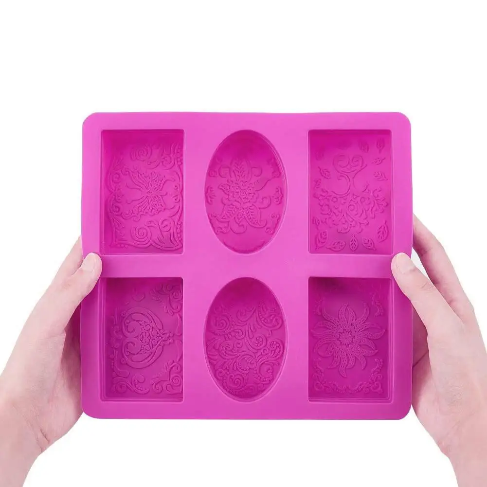 

6 Cavity Rectangle Oval Silicone Soap Mold Handmade Soap Making Craft for Home Bathroom Soap Forms 2021 New