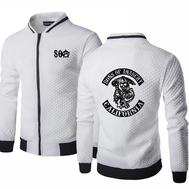 

Spring Autumn for SOA Sons of anarchy the child Fashion Zipper Mens Jacket High Quality Cotton Men's baseball jacket SweatshirtP