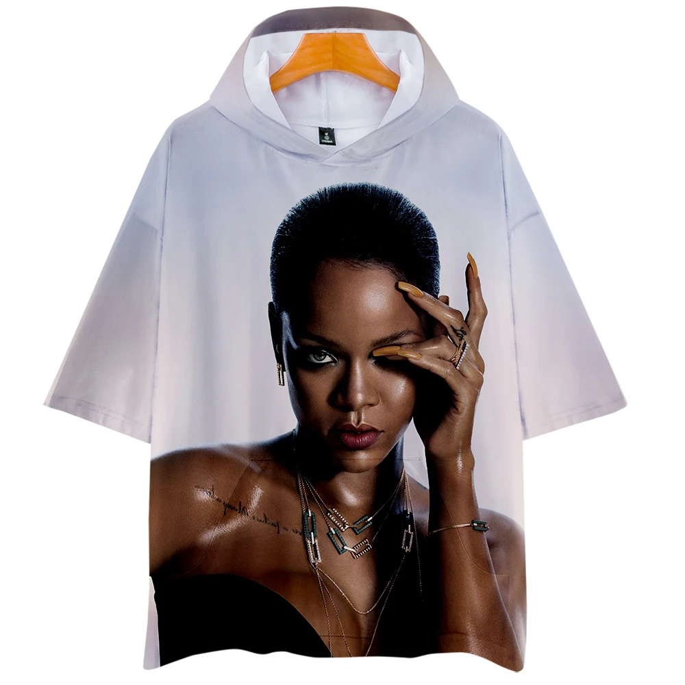 Rihanna Singer/модель актер Толстовки с капюшоном футболка короткими рукавами и