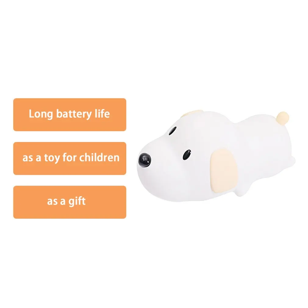 Dog Shape Patted Silicone Night Light Lovely LED Lamp Christmas Gift for Baby Kids Room Multicolor Touch Nightlight HOT Sale | Лампы и