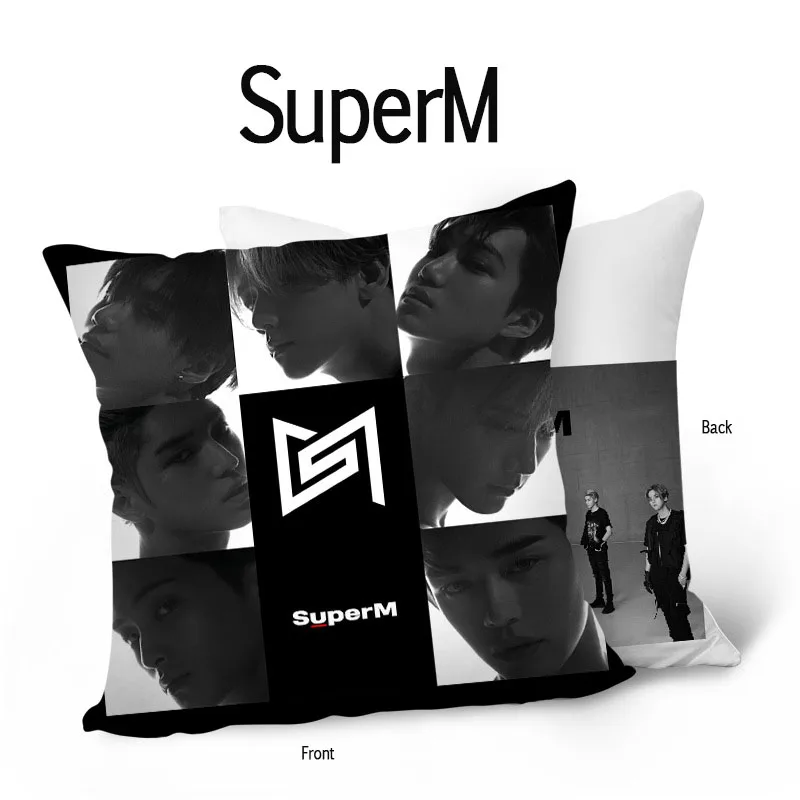 Kpop SuperM Jopping Double Sides Pillow Case Pillow Soft Chair Cushion KAI LUCAS TAEMIN TAEYONG BAEKHYUN TEN MARK - Цвет: SuperM