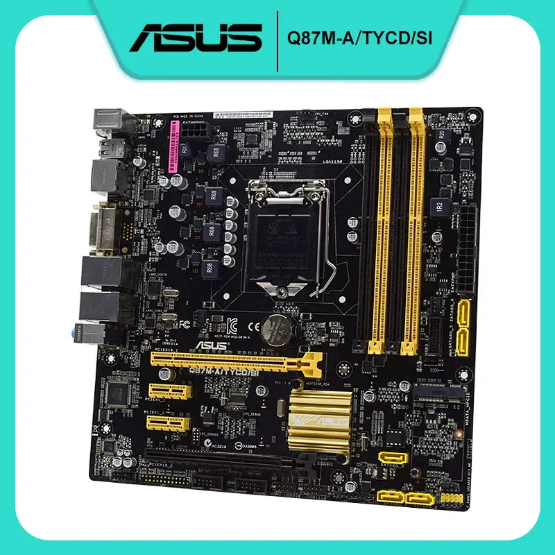 

Оригинальная десктопная Материнская плата ASUS Q87M-A/TYCD/SI Intel Q87 DDR3 LGA 1150 Core i3 i5 i7 процессор USB2.0 SATA2 PCI-E 3,0 Micro ATX
