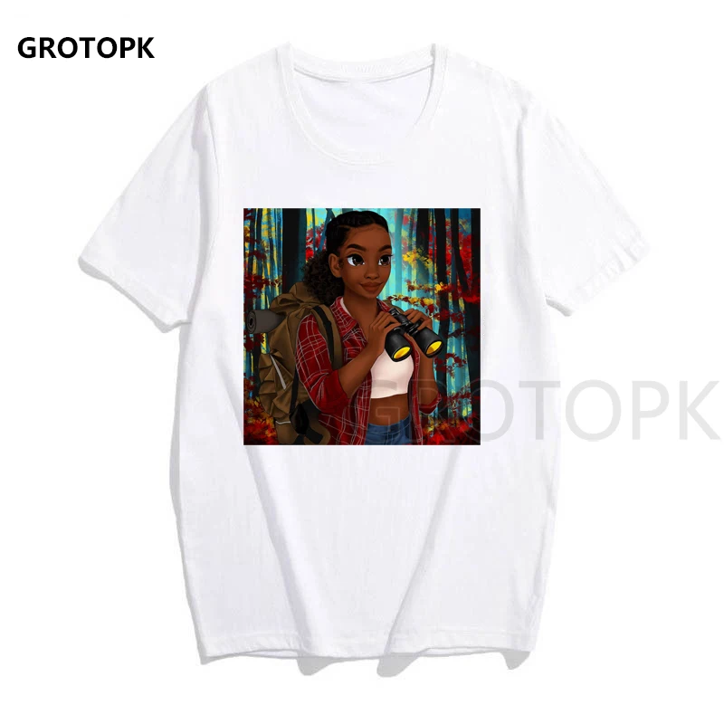 Melanin Poppin женская футболка с принтом, короткий рукав, уличная одежда, летняя женская одежда, Harajuku, топ, графическая футболка, белая футболка - Цвет: 517646