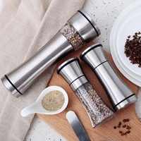 2pcs stainless steel salt and pepper mill manual food herb grinders spice jar containers kitchen gadgets accessories for cooking