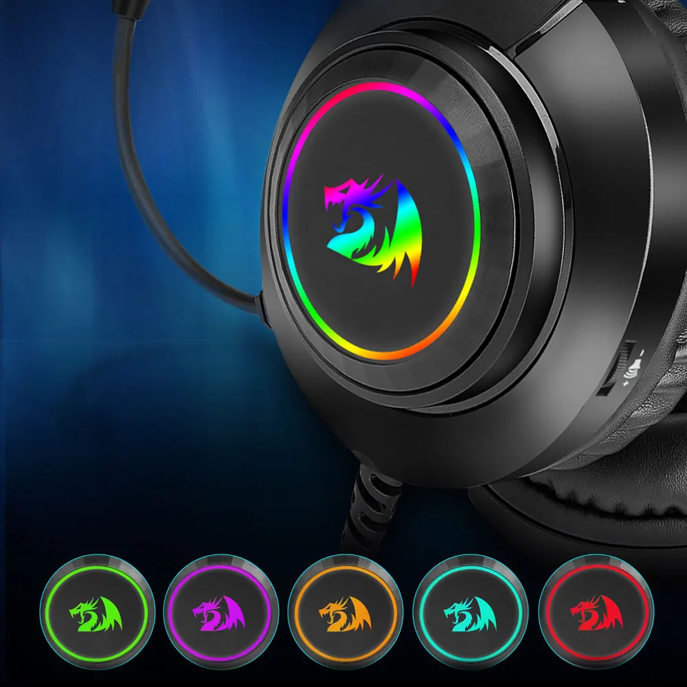 Redragon HYLAS H260 RGB gaming Headphone 3.5mm Surround sound Computer headset Earphones Microphone for PS4 Switch Xbox-one | Электроника