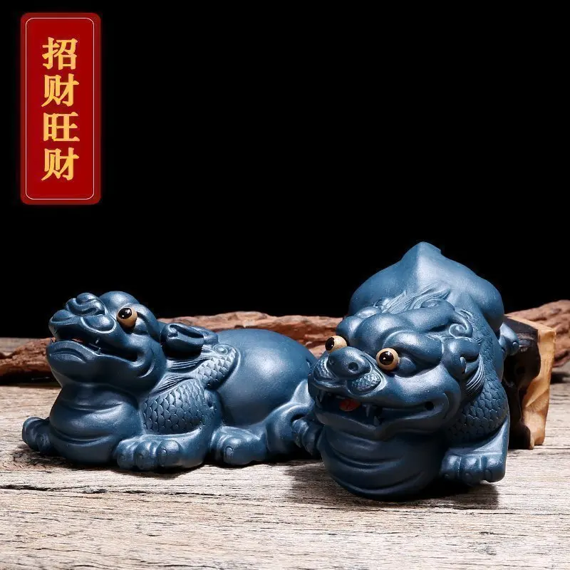 

★Yixing purple sand tea pet pure handmade tea play ornaments tea ceremony accessories green mud Zhaocai zhenzhai Tianlu
