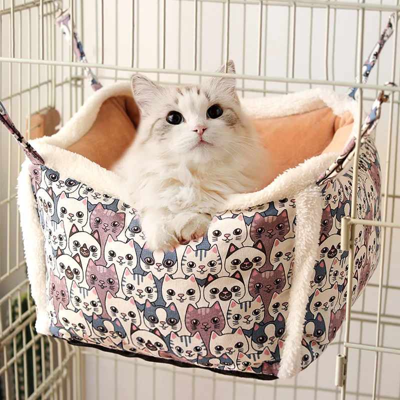 

Cat Hammock Dual Use Winter Warm Hanging Bed for the Cat Soft Cotton Small Pets Nest Puppy Litter Cat Basket Pet Supplies