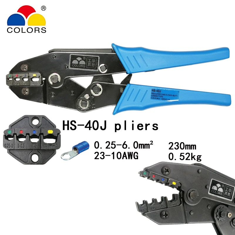 HS-30J/25J/40J 0 25-6 мм2 23-10AWG обжимные плоскогубцы для изолированных клемм и соединителей
