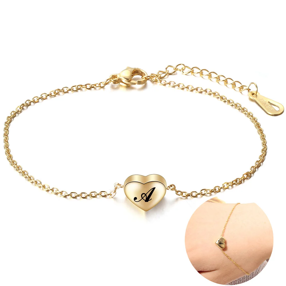 

Нержавеющая сталь цепи A-Z 26 букв Первоначальный Алфавит, браслеты с брелоками для Для женщин ювелирные изделия