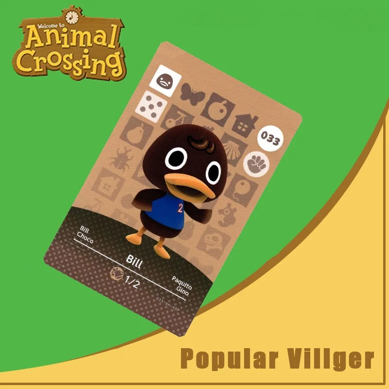 Animal Crossing Amiibo Card 033 Bill Series 1 Nfc карта для работы с животными New Horizons Ns Switch Game Быстрая