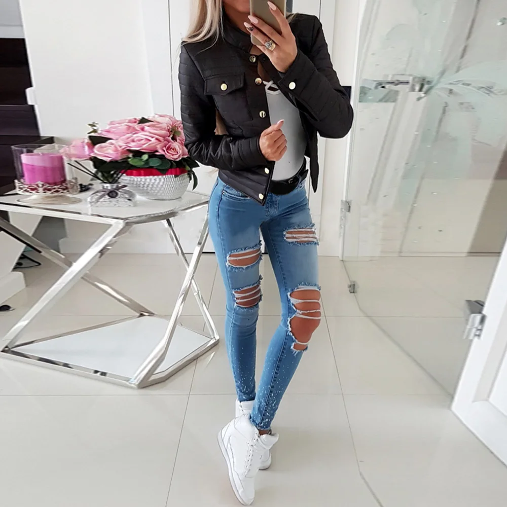 Женские пальто хлопковая осенняя куртка на молнии тонкие базовые модные осенние