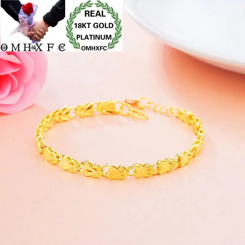 

OMHXFC Wholesale European Fashion Woman Female Party Birthday Wedding Gift Leaf Heart Rabbit 18KT Gold Bracelets BE195