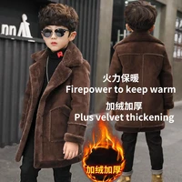 new 3 14 year old boys winter plush warm woolen coat fashionable plaid high quality childrens woolen coat boys casual jacket