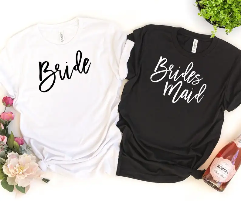 

Bridesmaid Bride Gift Proposal Bachelorette Party Shirt Aesthetic Female 100%Cotton O Neck T-shirt Casual Short Sleeve Top Tees