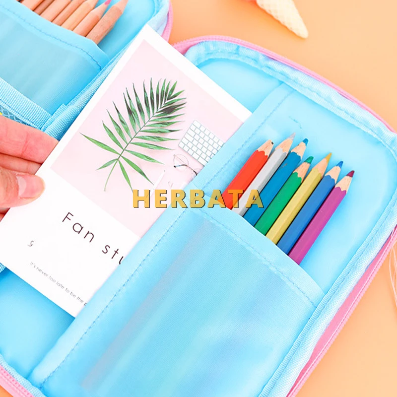 Кожаный чехол для карандашей девочек большая сумка хранения креативная паспорта