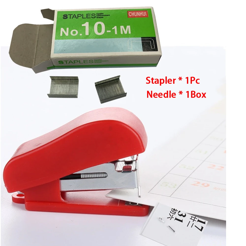 Степлер случайного цвета, однотонные офисные канцелярские принадлежности, милый мини-без степлера для студенческого использования, небольшой портативный пластик для No. 10 скоб