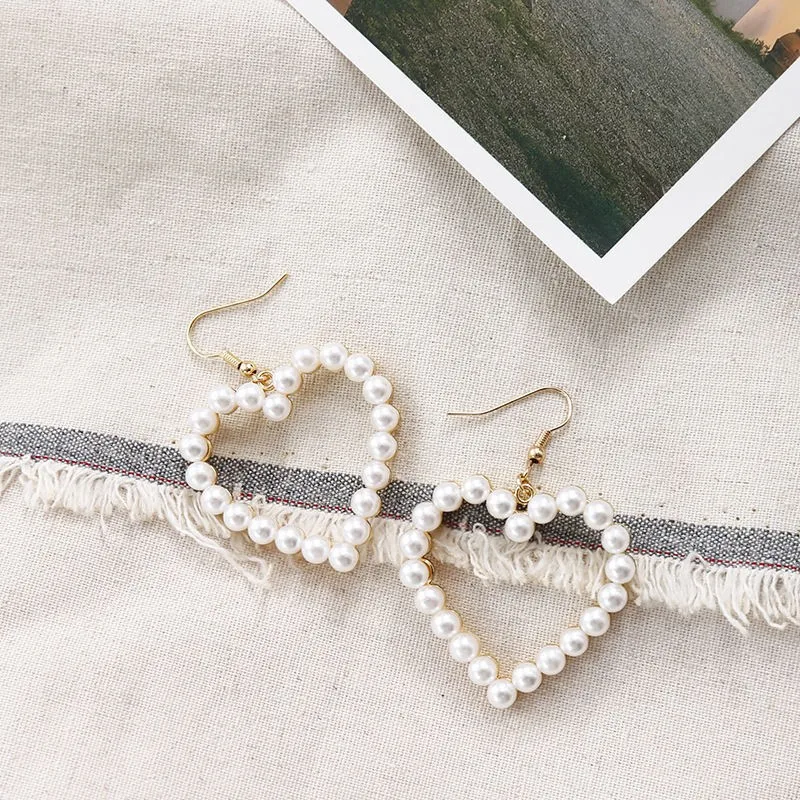 

2021 new retro geometric love pearl earrings Ladies earrings Women's jewelry birthday present aretes de acero inoxidable para mu