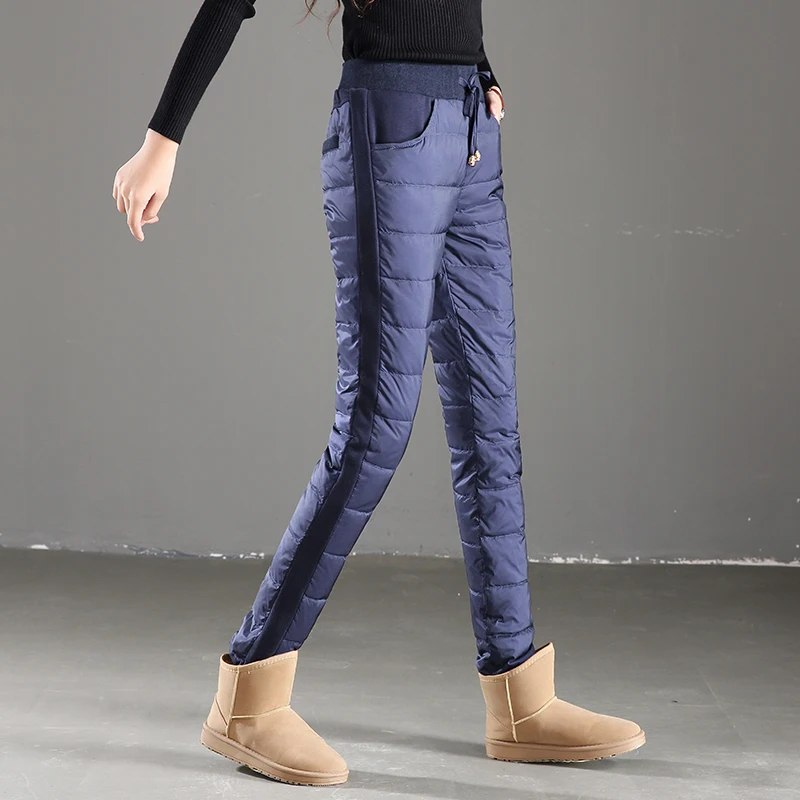 Пуховые брюки YHavaton женские облегающие мягкие теплые модные с высокой талией