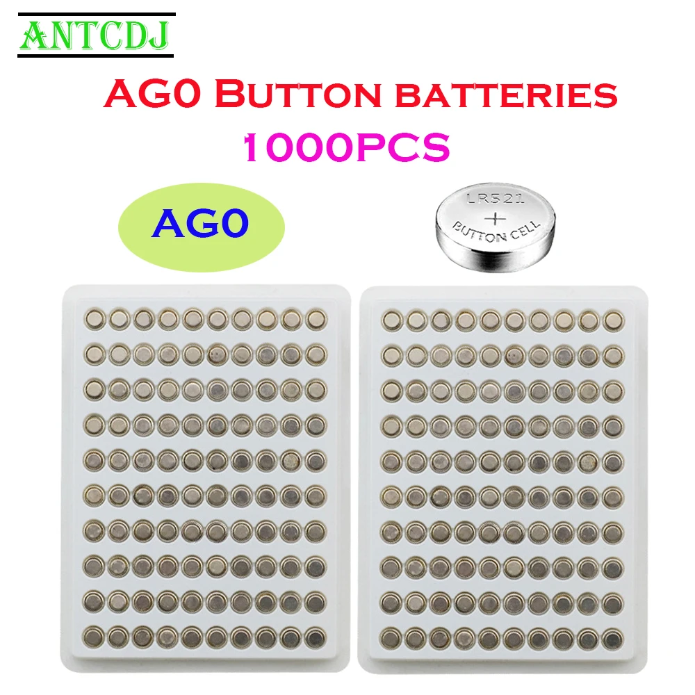 

1000Pcs AG0 Button Batteries 10mAh 1.55V SR521SW D379 LR69 LR521 379A V379 SR63 Alkaline Coin Cell Battery For Watch Toys Remote